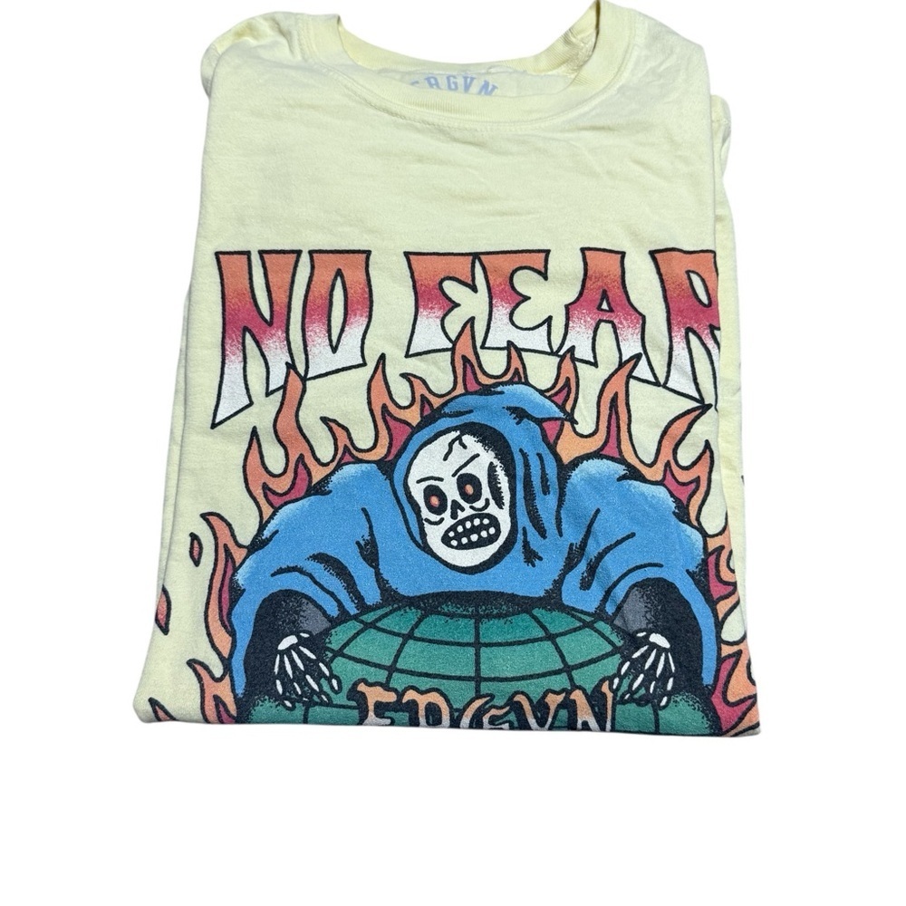 FRGVN No Fear Men’s XL Yellow Graphic T-Shirt Streetwear Skater Style Tee - Picture 4 of 4